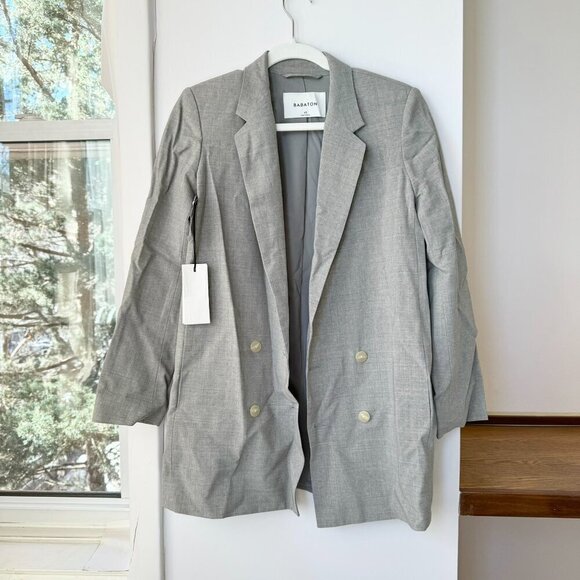NWT Aritzia Babaton Christos Blazer Jacket Double Breasted in Grey Oversized - Picture 1 of 9